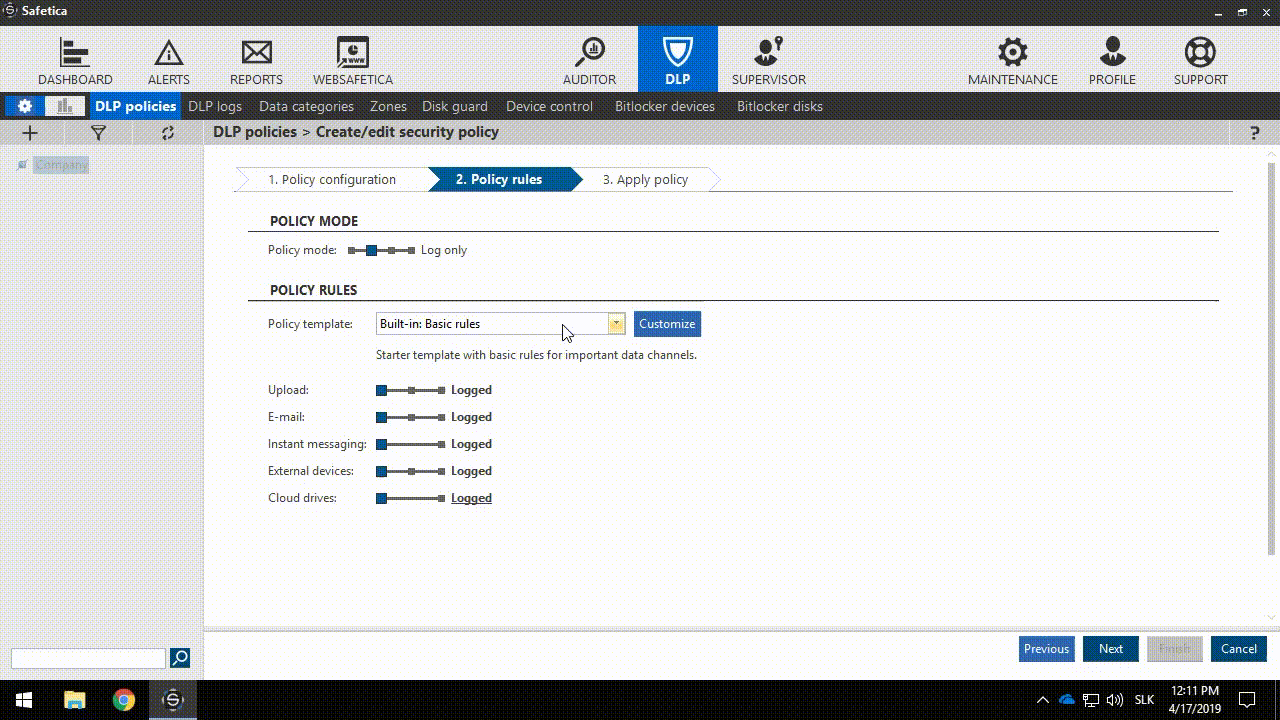 Use built-in templates or existing policies to configure DLP in seconds. Easy!